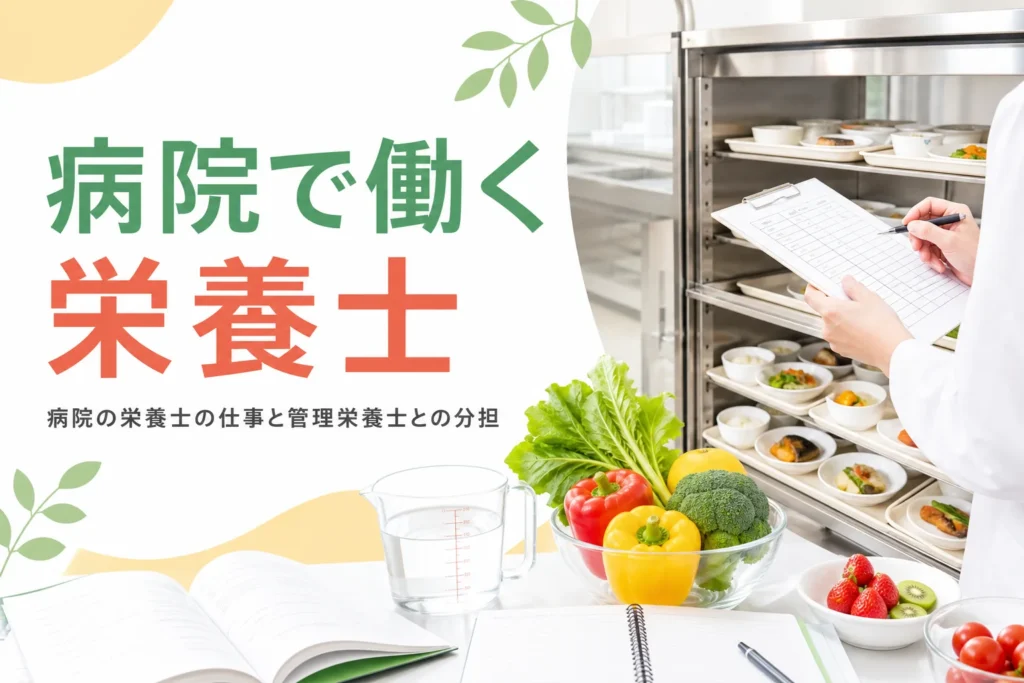 病院で働く栄養士の仕事と管理栄養士との分担を解説する記事のアイキャッチ