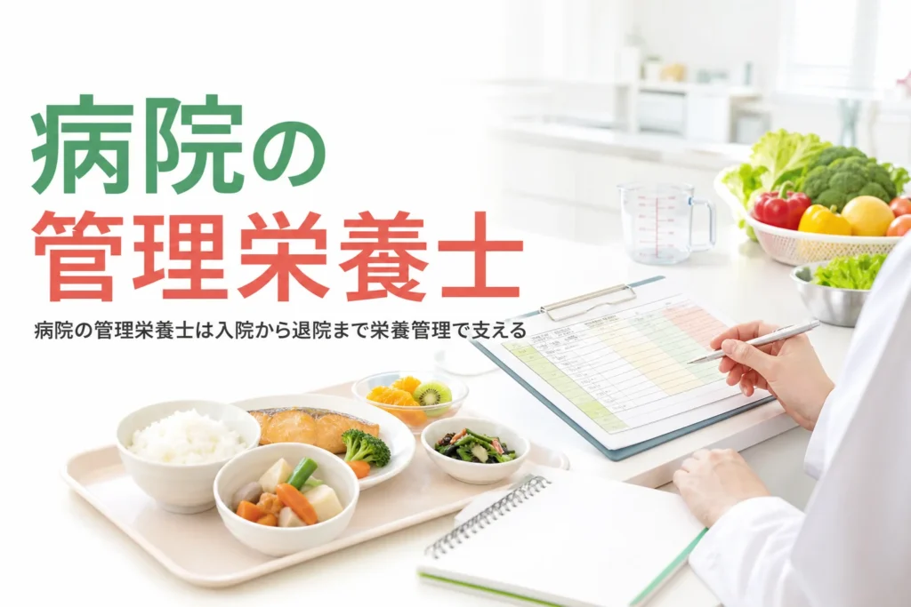 病院の管理栄養士の仕事を解説する記事のアイキャッチ