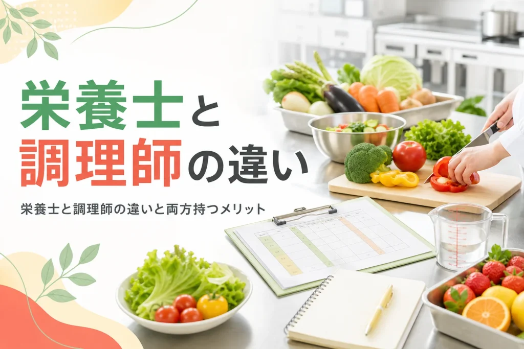 栄養士と調理師の違いと、両方の資格を持つメリットを解説する記事のアイキャッチ