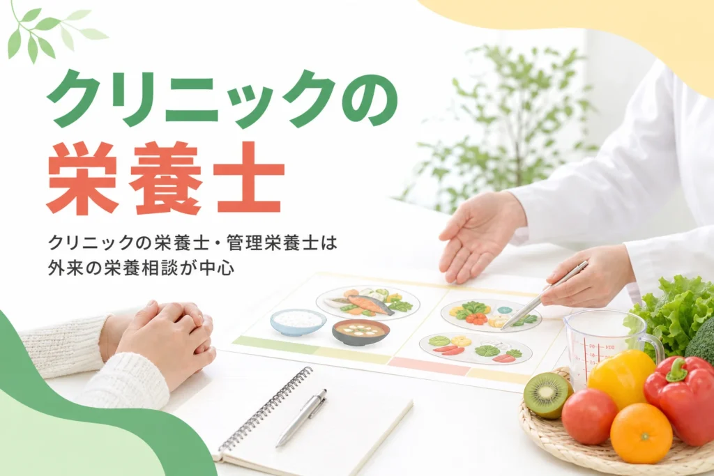 クリニックの栄養士・管理栄養士の外来での栄養相談の仕事を解説する記事のアイキャッチ