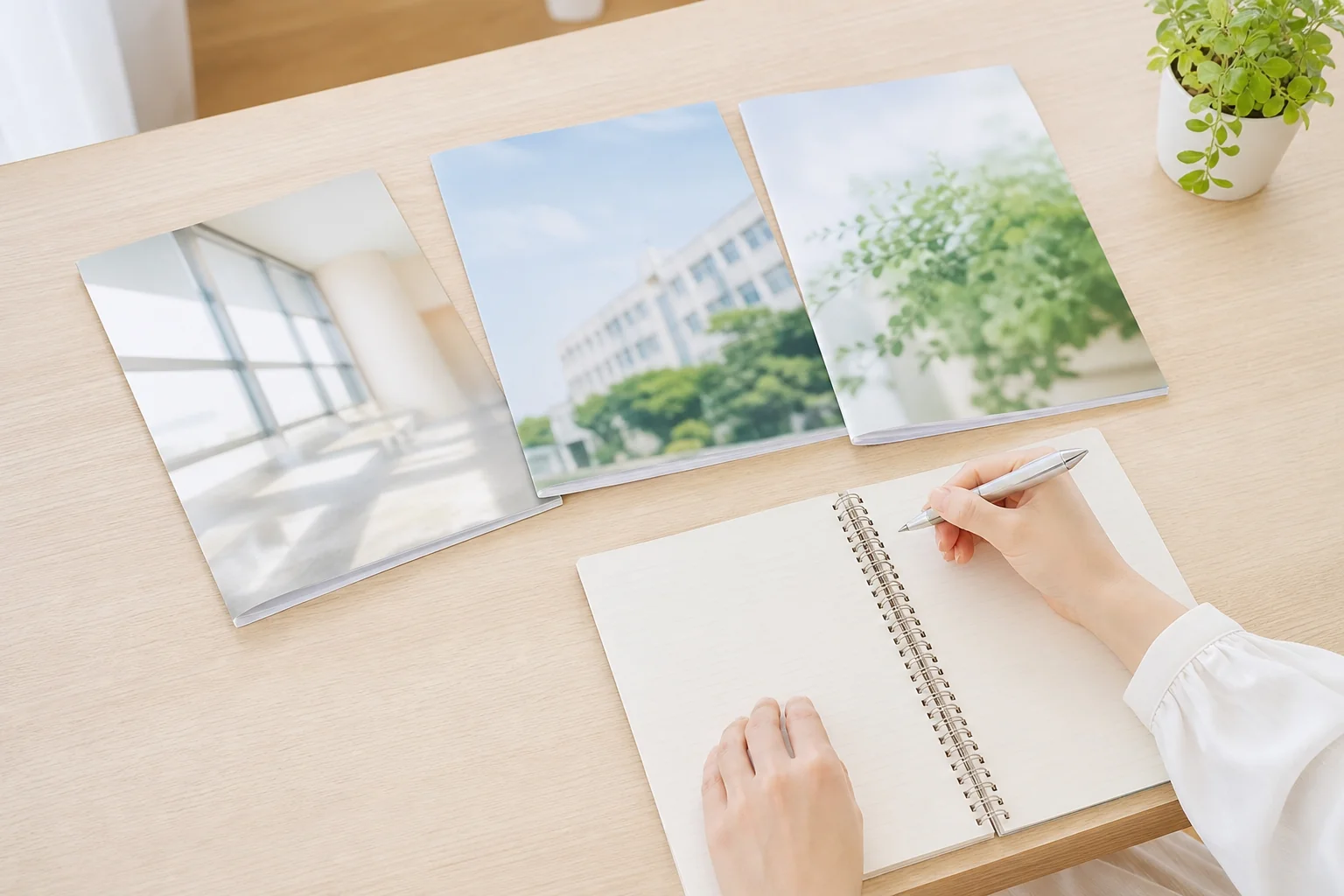 管理栄養士をめざす大学生が国家試験の勉強の計画を立てる机のイメージ写真