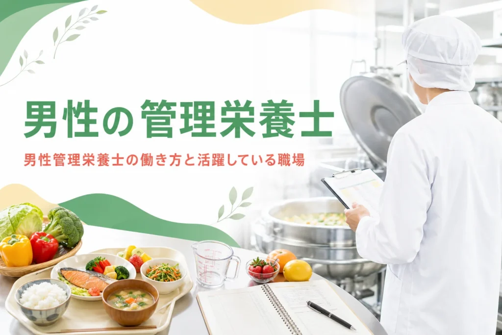 男性の管理栄養士・栄養士の働き方と活躍している職場を紹介する記事のアイキャッチ