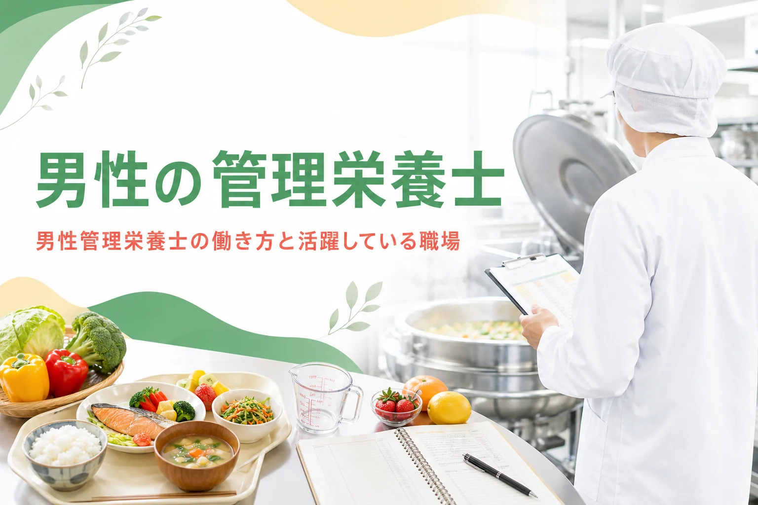 男性の管理栄養士・栄養士の働き方と活躍している職場を紹介する記事のアイキャッチ