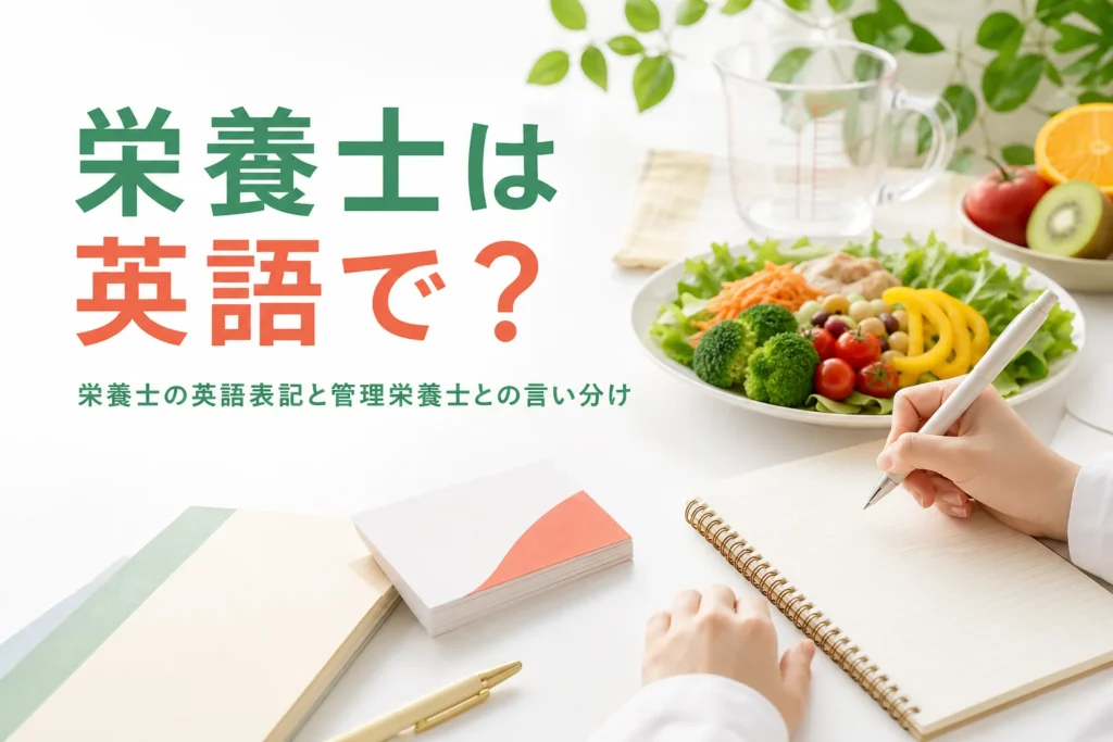 栄養士の英語表記と管理栄養士との言い分けを解説する記事のアイキャッチ