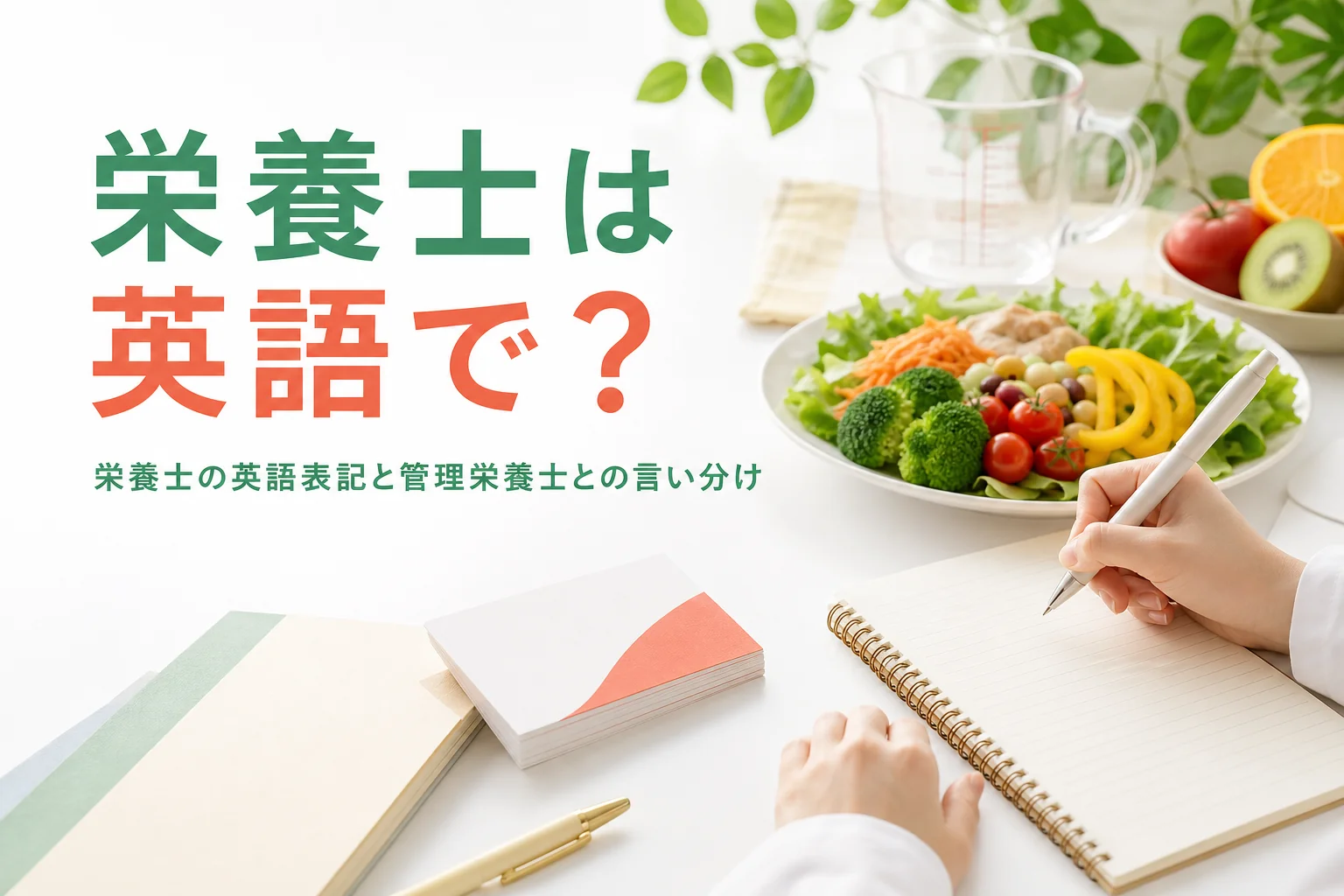 栄養士の英語表記と管理栄養士との言い分けを解説する記事のアイキャッチ