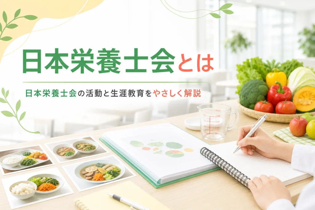 日本栄養士会の活動と入会でできること、生涯教育のしくみを解説する記事のアイキャッチ
