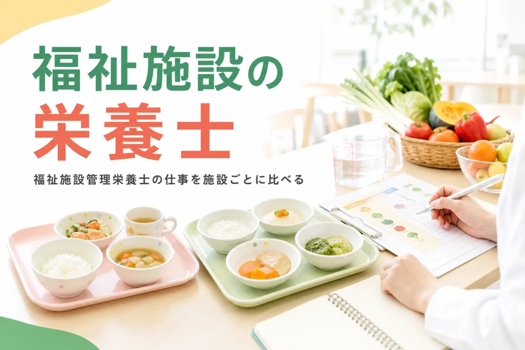 福祉施設で働く管理栄養士・栄養士の仕事の違いを解説する記事のアイキャッチ