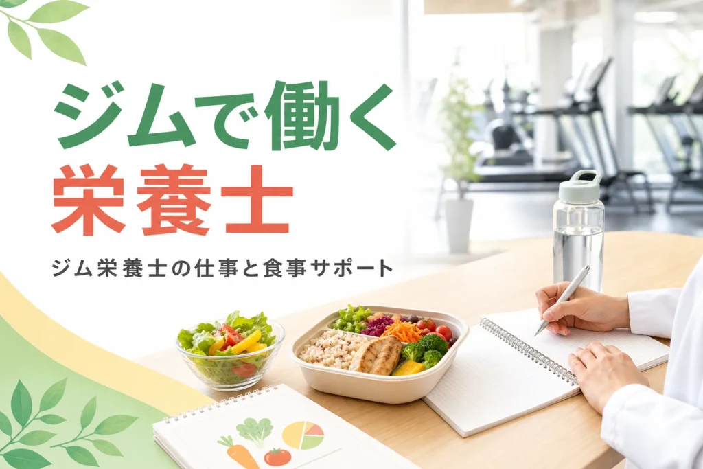 ジムで働く栄養士の仕事とフィットネスの現場での食事サポートを解説する記事のアイキャッチ