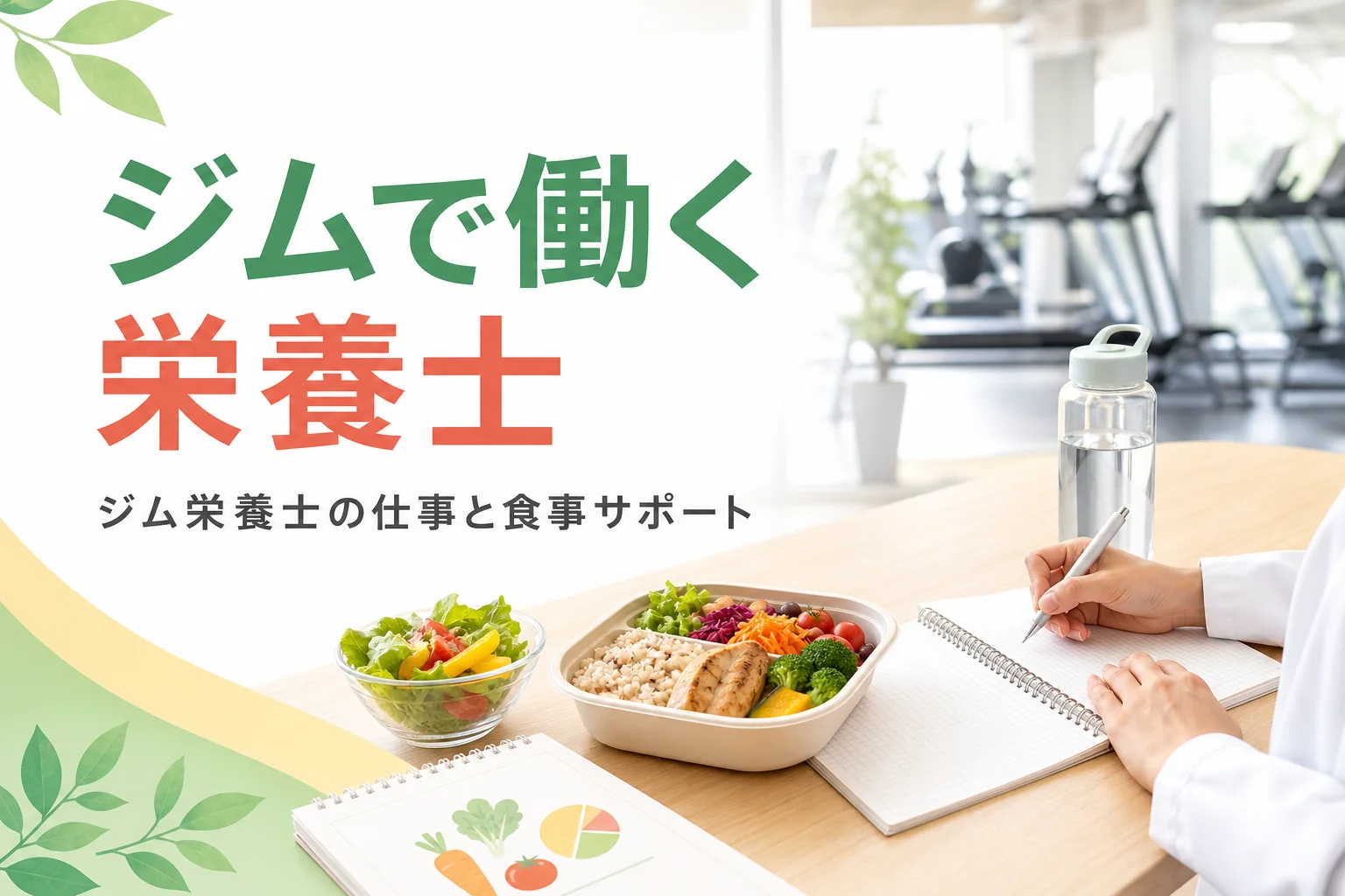 ジムで働く栄養士の仕事とフィットネスの現場での食事サポートを解説する記事のアイキャッチ