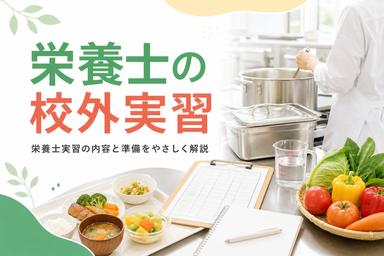 栄養士の学校の校外実習の内容と準備を解説する記事のアイキャッチ