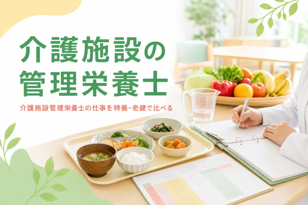 介護施設・老人ホームで働く管理栄養士の仕事内容を解説する記事のアイキャッチ