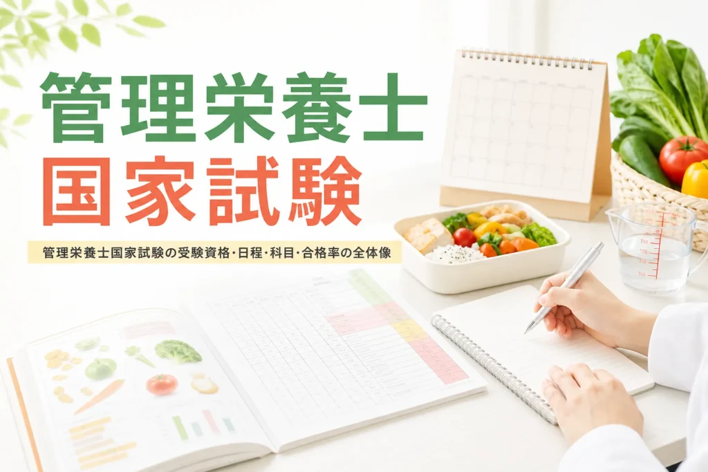 管理栄養士国家試験の全体像を解説する記事のアイキャッチ