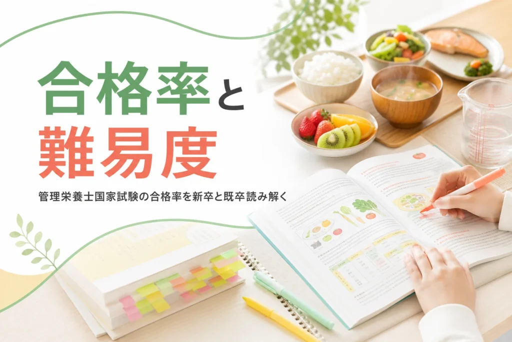 管理栄養士国家試験の合格率と難易度を解説する記事のアイキャッチ