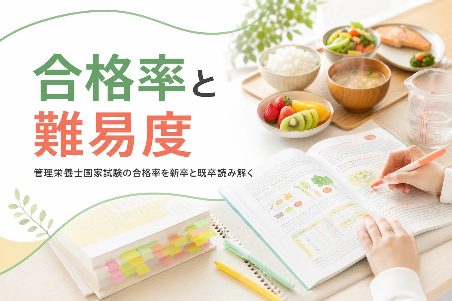 管理栄養士国家試験の合格率と難易度を解説する記事のアイキャッチ