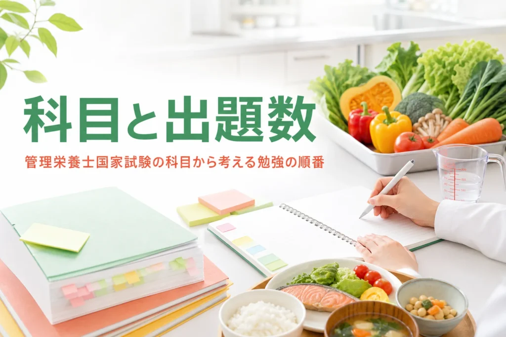 管理栄養士国家試験の科目と出題数を解説する記事のアイキャッチ
