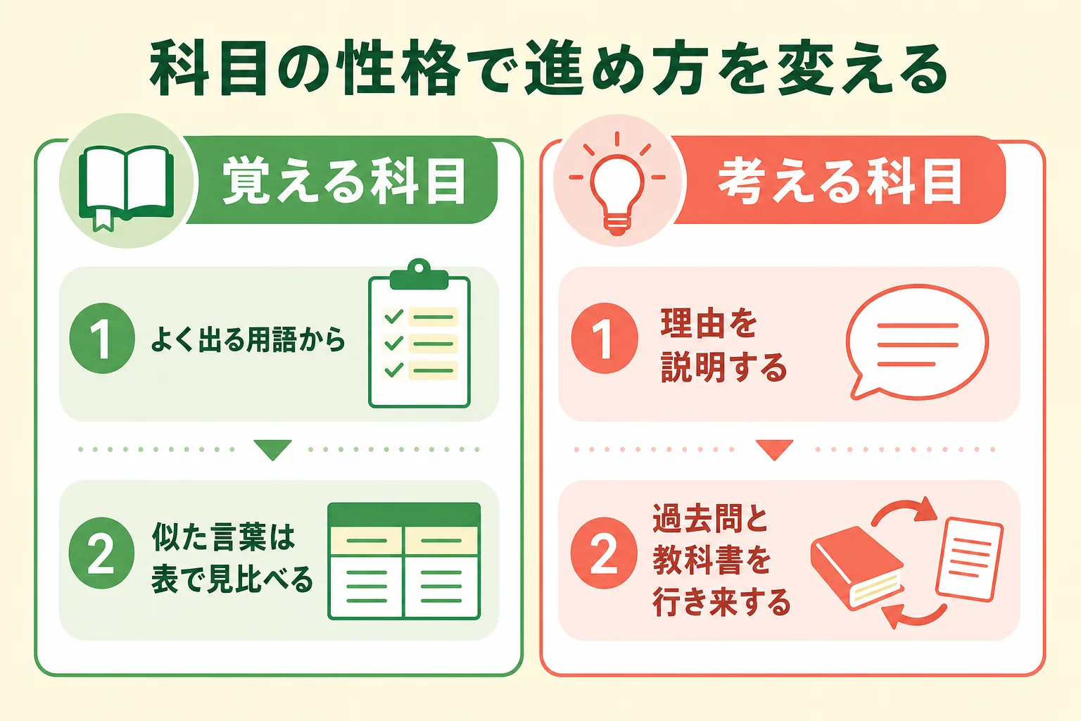 管理栄養士国家試験の科目のまとまりと進め方のコツの図解