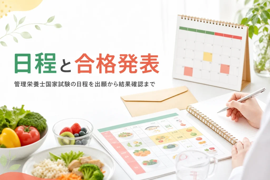 管理栄養士国家試験の日程と合格発表を解説する記事のアイキャッチ