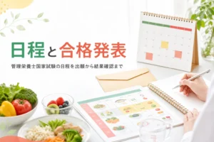 管理栄養士国家試験の日程と合格発表を解説する記事のアイキャッチ