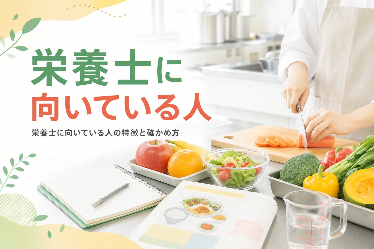 栄養士・管理栄養士に向いている人の特徴と確かめ方を解説する記事のアイキャッチ