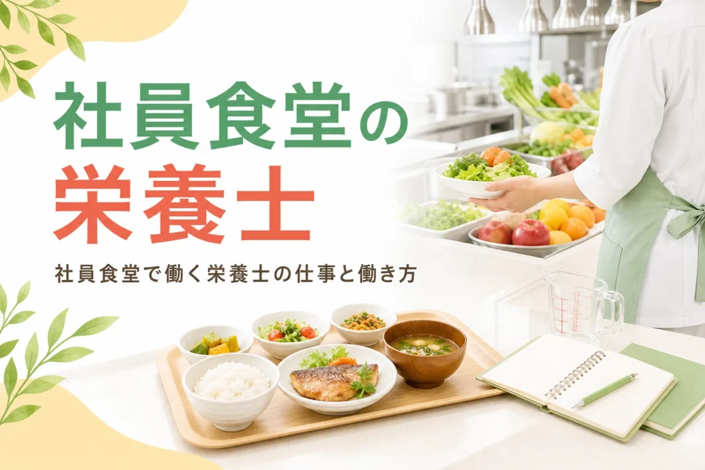 社員食堂で働く栄養士・管理栄養士の仕事と働き方を解説する記事のアイキャッチ