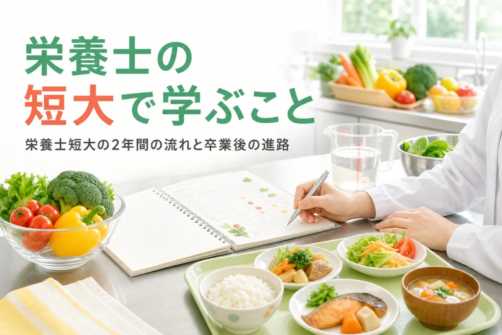 栄養士短大の2年間の流れと卒業後の進路を解説する記事のアイキャッチ